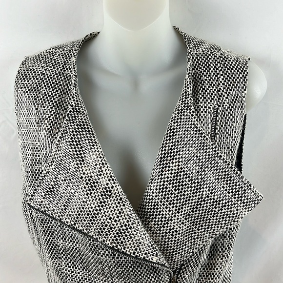 Wes Gordon Tweed Asymmetrical Zip Up Black and White Cotton Silk‎ Vest Size 8 - Picture 3 of 16